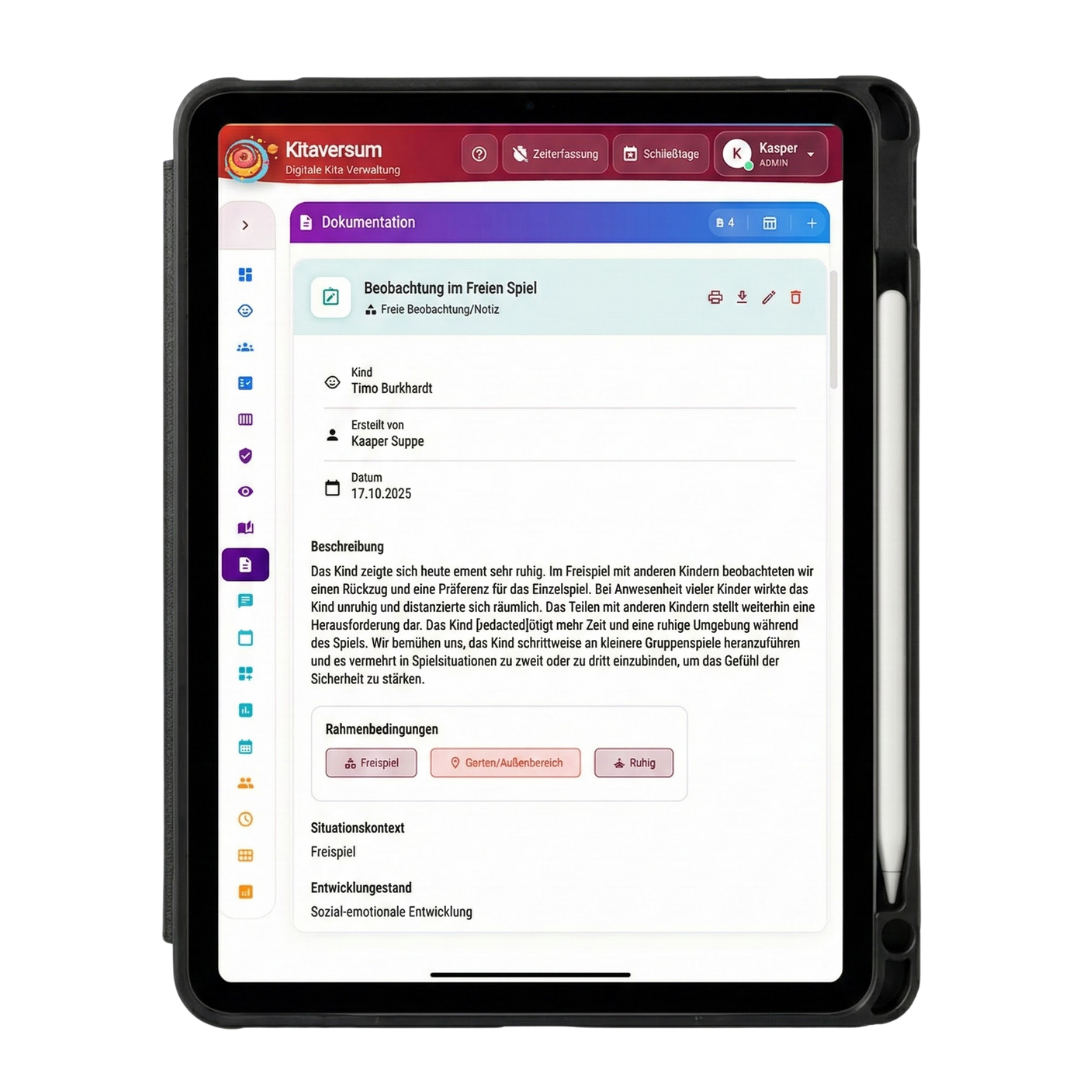 Digitales Portfolio auf dem Kitaversum iPad